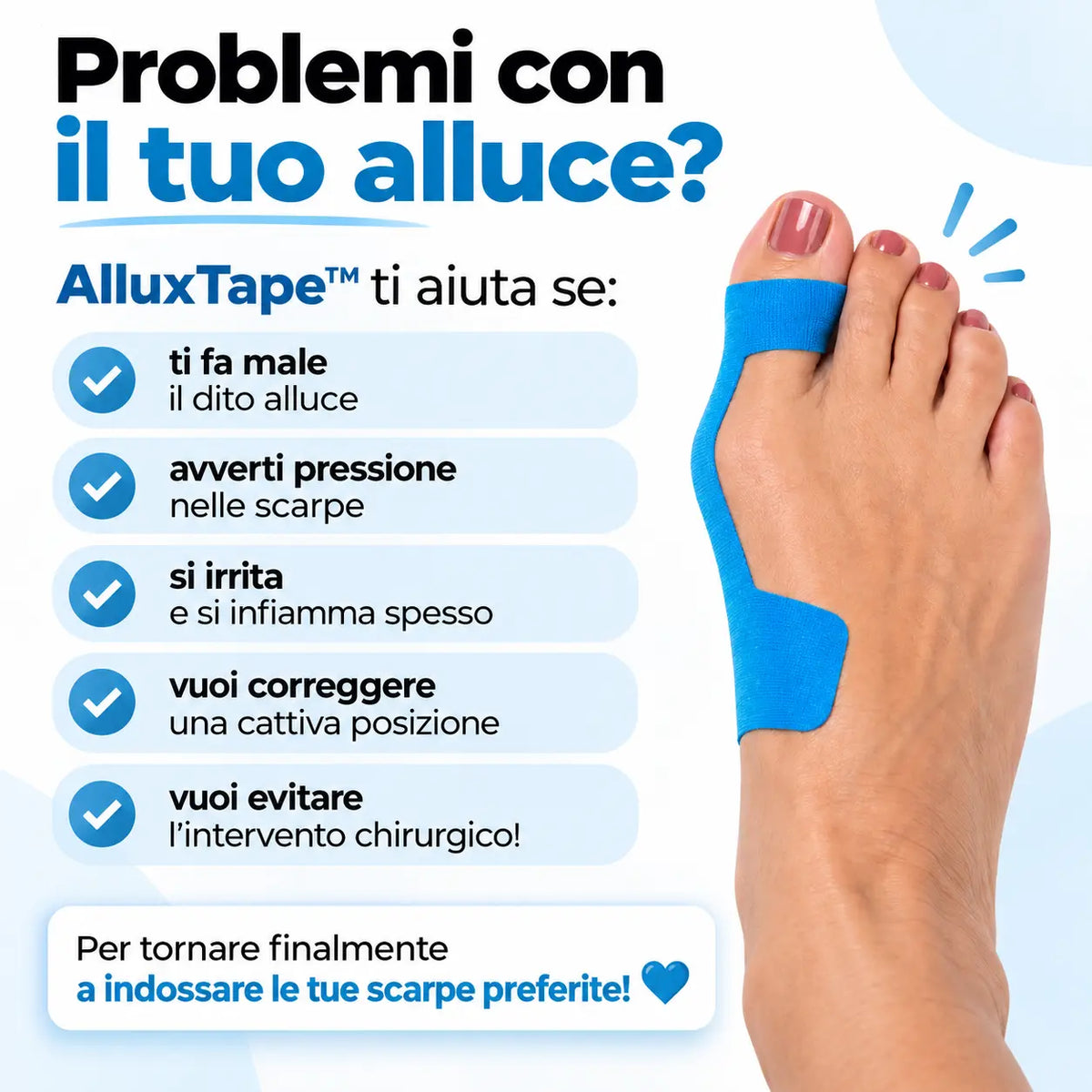 AlluxTape™ - Cerotto Correttivo per Alluce Valgo e Cipolla al Piede